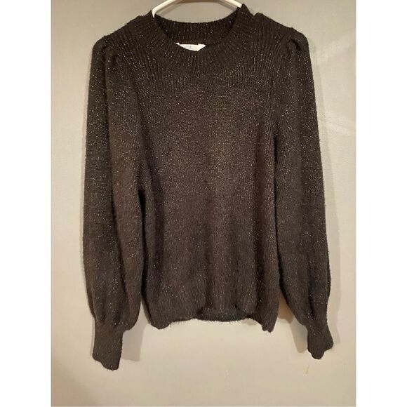 Time And Tru Black Shimmery Scoop Neck Sweater Size  Medium - Picture 1 of 4